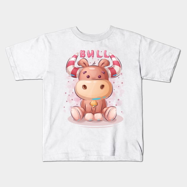 Cute teddy bull Kids T-Shirt by NoonDesign